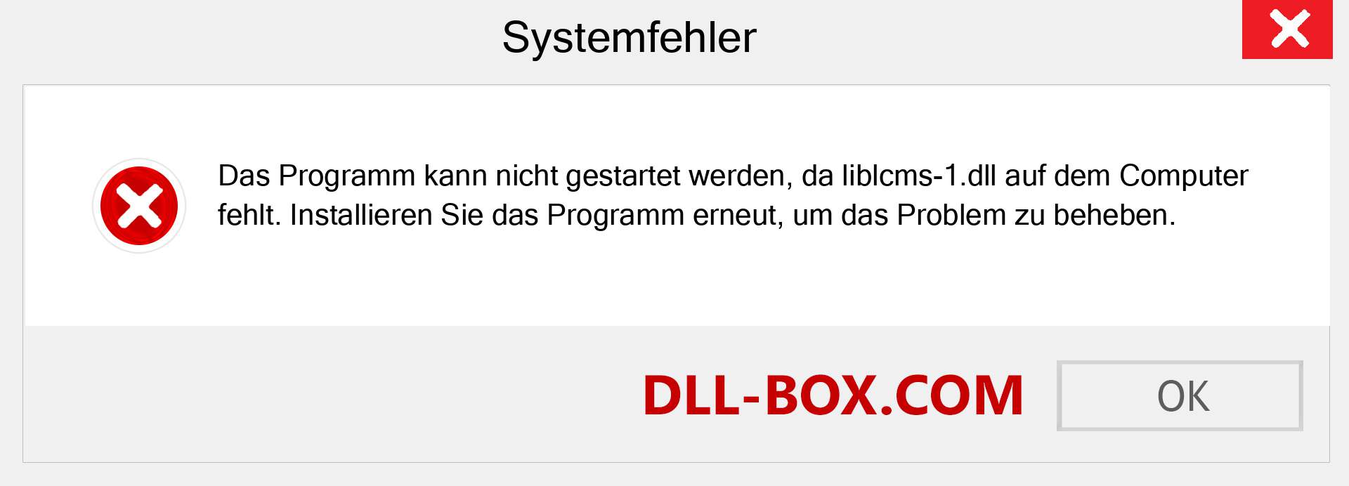 liblcms-1.dll-Datei fehlt?. Download für Windows 7, 8, 10 - Fix liblcms-1 dll Missing Error unter Windows, Fotos, Bildern